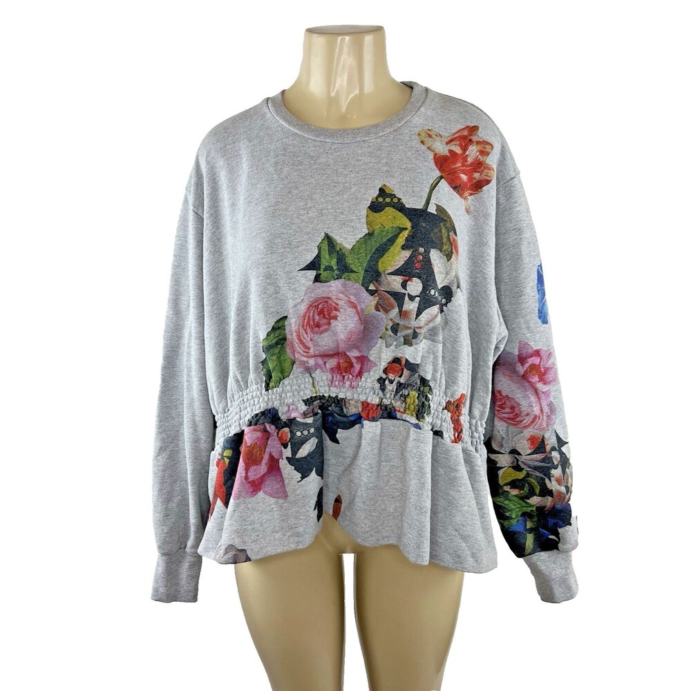 Preen By Thornton Bregazzi Sweater Size L Grey Floral